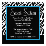 Blue and Black Zebra Print Personalized Invite