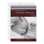 Blue and Brown Argyle Baby Boy Birth Announcement
