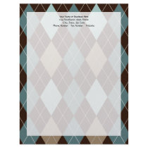 Blue and Brown Argyle Fashion Pattern Personalized Letterhead