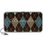 Blue and Brown Argyle Pattern Personalized Speaker speakers