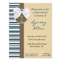 Blue and Brown Boys Baby Shower Invitation