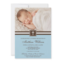 Blue and Brown Cross Boy Photo Baptism