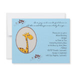 Blue and Brown Giraffe Baby Shower Invitation