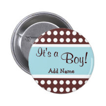 Blue and Brown "It's a Boy" button