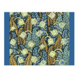 Blue and Brown Nouveau Garden Postcard