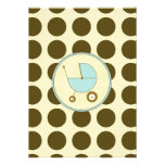 Blue and Brown Polka Dot Baby Shower Invitation