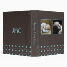 Blue and Brown Polka Dots 3 Ring Binders