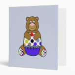 Blue And Brown Polkadot Bear 3 Ring Binders