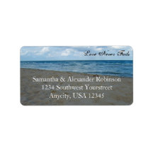 Blue and Brown Sands ~ Beach Wedding Personalized Address Labels