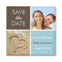 Blue and Brown Save the Date Photo Magnets