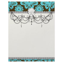 blue and brown swirl ornate damask letterhead