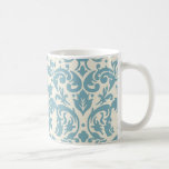 blue and cream damask flourish pattern mugs