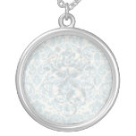 blue and cream damask flourish pattern necklaces