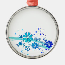blue and cyan flowers christmas tree ornaments