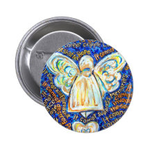 Blue and Gold Cancer Angel Button Pins
