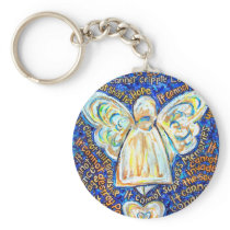 Blue and Gold Cancer Angel Keychain