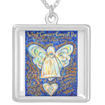 Blue and Gold Cancer Angel Necklace Jewellery