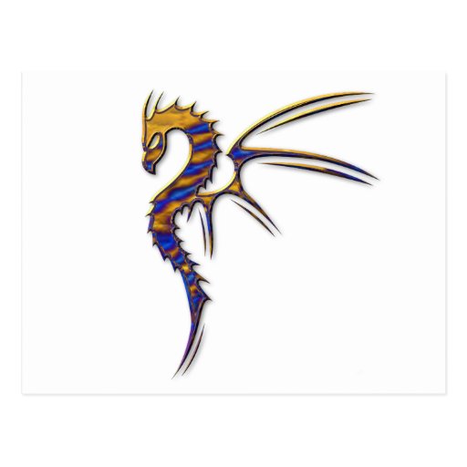 Blue and Gold Metal Dragon Post Cards
