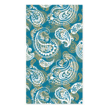 Blue and gold paisley pattern business card