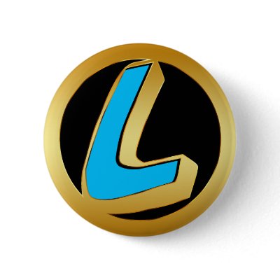 BLUE AND GOLD RETRO MONOGRAM LETTER L PIN by dgpaulart