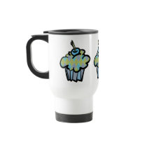 blue and green argyle cupcake mug