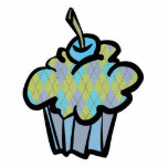 blue and green argyle cupcake photo cut outs