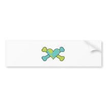 blue and green argyle heart coloured crossbones de bumper stickers