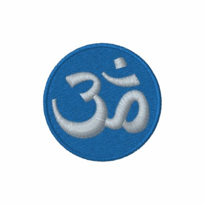 Blue and Green Aum Om Embroidered by doonidesigns
