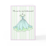 Blue and green bridesmaid invitation card