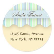 Blue and Green Candy Striped Address Label