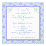 Blue and Green Circles First Communion Invitation