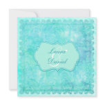 Blue and Green Floral Lace Wedding Invitation