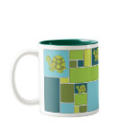 Blue and Green Geometric Pop Turtle mugs
