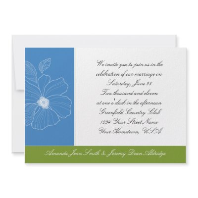 Blue and Green Hibiscus Wedding Invitation by dmboyce