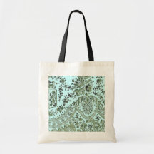 Blue And Green Lace Tote Bags