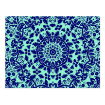 Blue and Green Ornate Design Postcards
