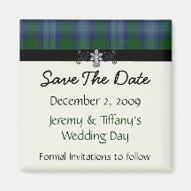 Blue and Green Plaid Save the Date Magnet