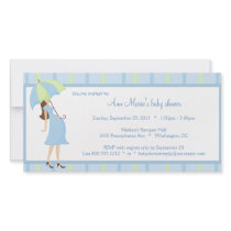Blue And Green Polka Dots Baby Shower Invitation Photo Cards
