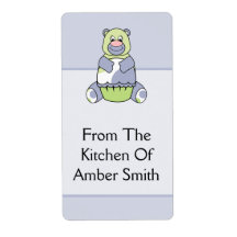Blue And Green Polkadot Bear Personalised Shipping Label
