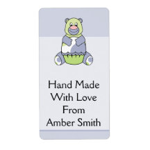 Blue And Green Polkadot Bear Labels