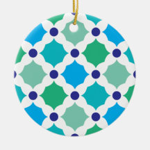 Blue and green squares christmas ornaments