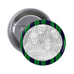 Blue and Green Striped photo frame Button