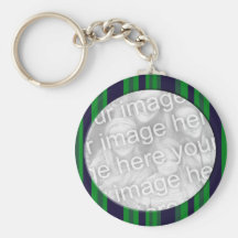 Blue and green striped photo frame keychains