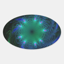 Blue And Green Swirls Oval Sticker