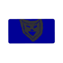 blue and grey face address label