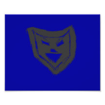 blue and grey face photo print
