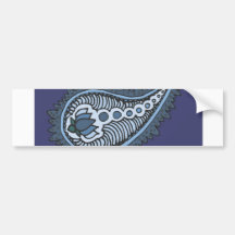 Blue and grey lotus paisley bumper sticker