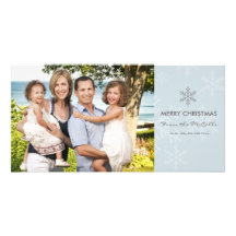 Blue and Grey Snowflake Holiday Card Photo Card