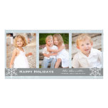 Blue and Grey Snowflake Holiday Card Photo Card Template