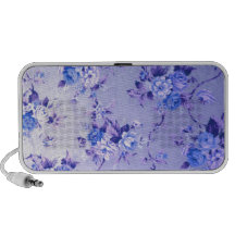 Blue and Lavender Floral Textured Pattern. Travelling Speakers